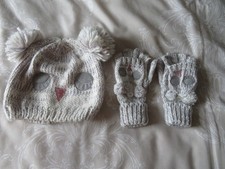 Owl Theme Hat Glove/Mitten set - 7/10 & 11/13 years Please see measurements