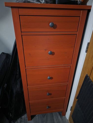 Tall solid red wood chest - wood,