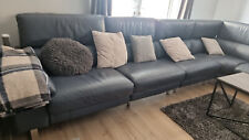 Luxurious Denium Blue Leather Sofa, Milano, Cosy Corner for Living Room, Lounge
