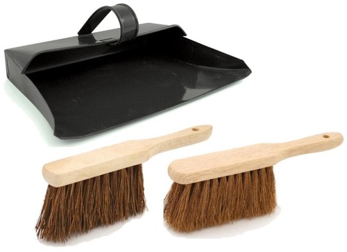 Dustpan and brush set black - and,