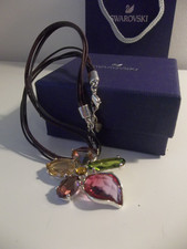 Swarovski Heritage Large Rhodium Plated Multicolored Flower Cord Necklace Choker