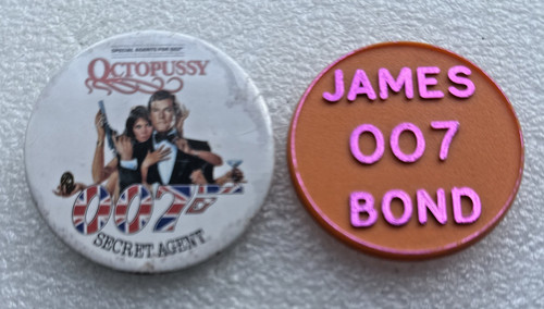 James bond badges - james,