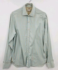 Clerk & Teller Vintage Blue & Brown Check Cotton Long Sleeve Shirt Size 4(Large)