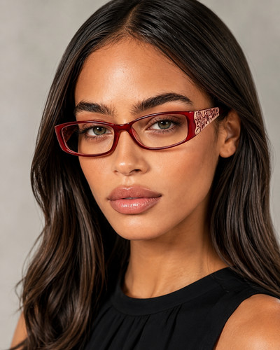 Red rose motif slim oblong - red,