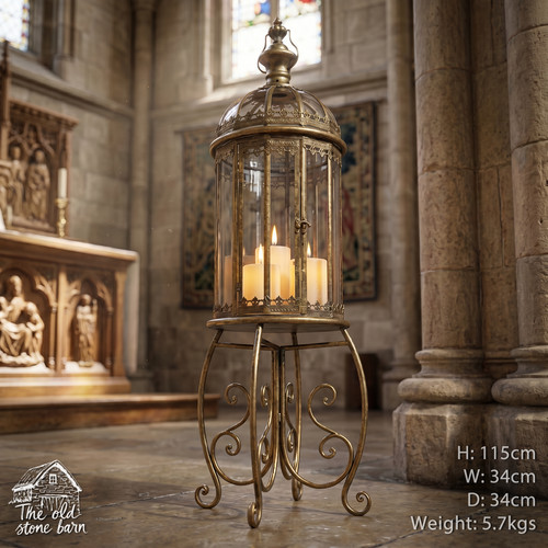 Gold candle lantern - candle, large