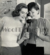 Knitting Pattern Women's Vintage 1950s Twin Set/Cardigan/Jumper. 