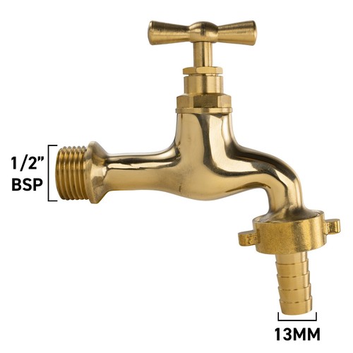 Polished brass garden tap - polished,