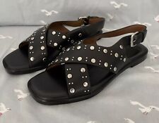 And/Or By John Lewis Lara £89 Ladies Black Leather Studd Size 4 37 Sandals Shoes