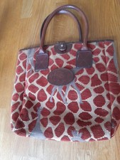 Liz Cox Leather Handbag Tapestry Style Animal Print Giraffe Pattern