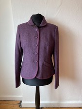 Joules Purple 100% Wool Herringbone Weave Tailored Jacket Size 16 Used