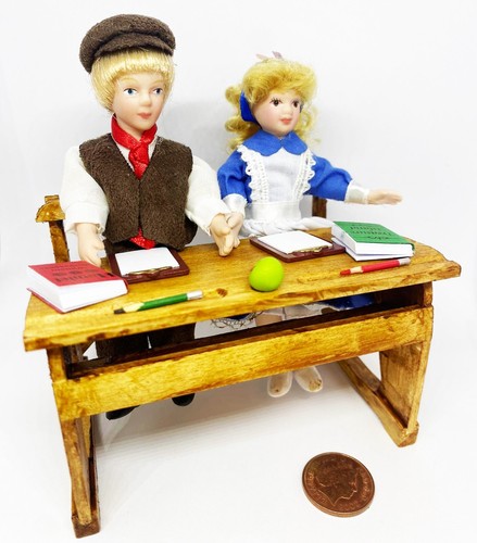 Dolls house wooden school - house, desk