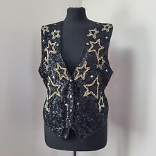 Vintage Sequin Bead Waistcoat Glam Rock 80s 90s Party wear Fancy Dress Cosplay