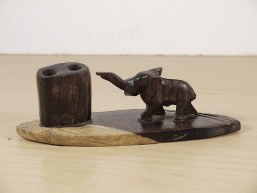 Vintage ebony wood elephant - vintage,