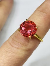 TJC gilded silver and pink tourmaline doublet ring UK size M new with tag