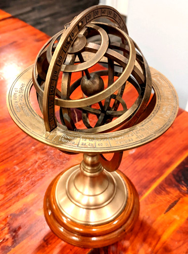 Brass globe astrolabe - brass, zodiac
