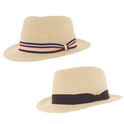 Summer straw hat with black - straw,