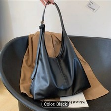Black Hobo Style Shoulder Bag Large Tote Bag Women's Adjustable Strap Handbag
