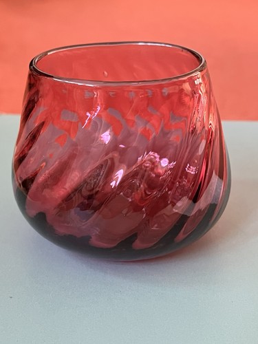 Cranberry glass bowl with - cranberry,