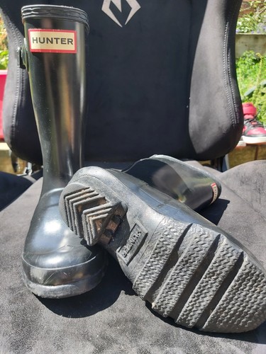 Hunter wellies black patent - hunter,