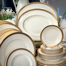 John Maddock Dinner Ware Plate & Bowl Sets 32pc ‘Royal Ivory’ Cream Gold 1940s
