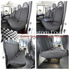 Peugeot Boxer (2006-2022) Tailored Crew Van Seat Covers - Black 380 381
