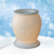 Something Different Tree of Life White Ceramic Electric Oil Burner & Wax Warmer