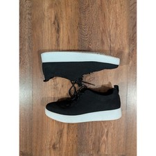 FitFlop rally tonal knit lace up trainers in black size UK 7