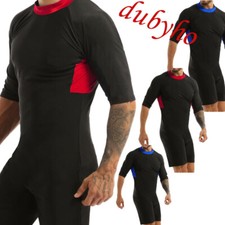 Men's Sun Protective Short Sleeves Full Body Swimsuit Shorty Wetsuit Surfing
