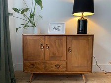Ercol Windsor Low Sideboard 1960s Antique Furniture, Solid Elm,