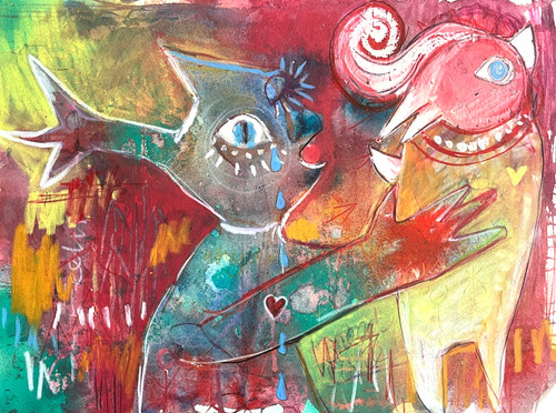 Outsider art painting two - art,