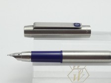 Parker 25 Flighter MkI Fountain Pen, Flat Top, Blue Trim, M Steel Nib, 1975*MINT
