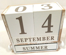 Vintage Style perpetual Wooden Block Calendar With Seasons Shabby Chic
