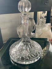 SHIPS DECANTER CUT GLASS HEAVY crystal VINTAGE collectible