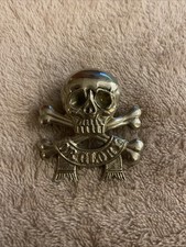 British Army -17th / 21st Lancers “Motto” - Brass Cap Badge - Lug Fitting - B1