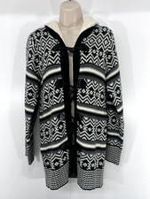 Retro Style Soft Thin Chunky Knit Women's Multicoloured Cardigan Hoodie UK 12 14