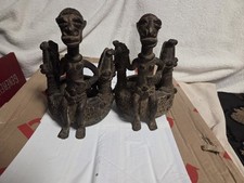 Stunning Ceremonial African Cast Bronze Ankle Bracelets Nigeria/Benin