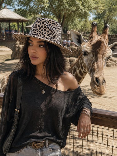 Leopard print wide brim - leopard, fedora