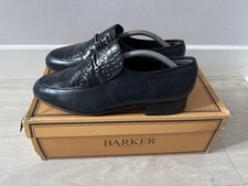 Men’s Barker Shoes Size 7.7 Leather Navy Croc Texture