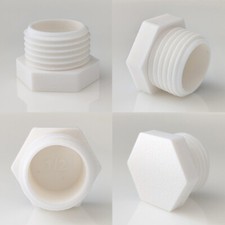 Plug with Metric BSP Parallel Threads End Stop Cap Male Blanking Plastic White