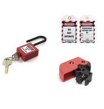 Universal Mcb  Lock kit - Red Nylon Padlock, LockTag, Universal MCB 