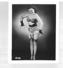 Original Vintage Photo - Mature Model In Nylons, Black Lingerie, Standing Pose