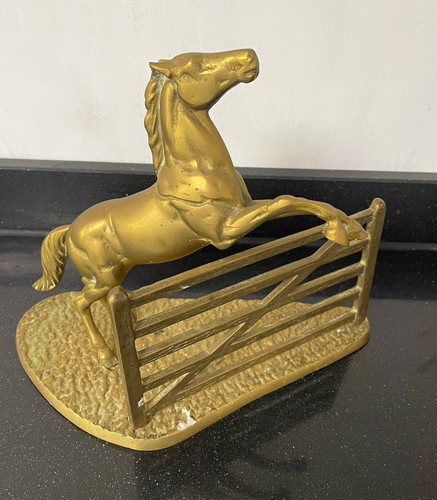 Brass horse jumping gate - brass,