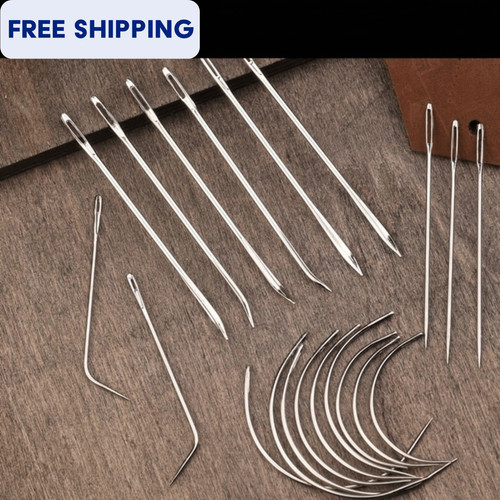 20pc leather sewing needles - leather,