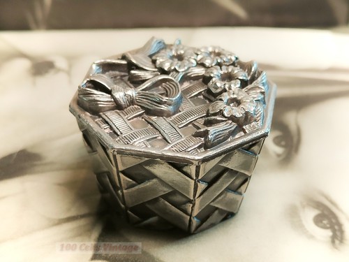 Tiny silver pewter floral - silver,