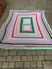 Vintage Granny Blanket Throw Handmade Crochet Multicoloured 60s Hippy Boho look