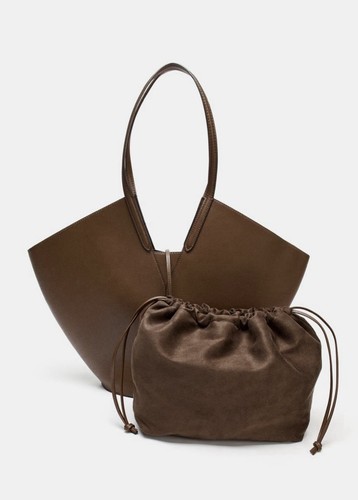 Zara brown maxi shoulder tote - shoulder,