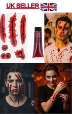 Halloween Fake Blood Tube with Realistic Wound Temporary Tattoo Scar 2-10cm 16ml