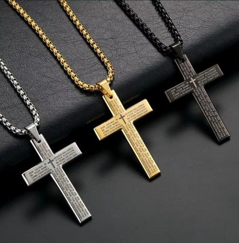 Stainless steel cross necklace - stainless,