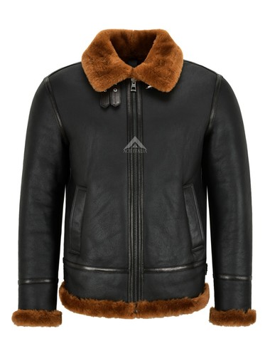 Men sheepskin jacket black - men, b3