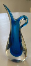 Murano Venetian Blue Sommerso Glass Vintage Vase